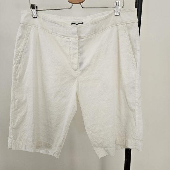 Eileen Fisher Shorts Size 16 White Walking NWT Linen Viscose Stretch Pockets - Picture 7 of 16